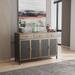 47.64" Modern Sideboard with 3 Top Drawers and 2 Wicker Door Storage Freestanding Buffet Storage Cabinet