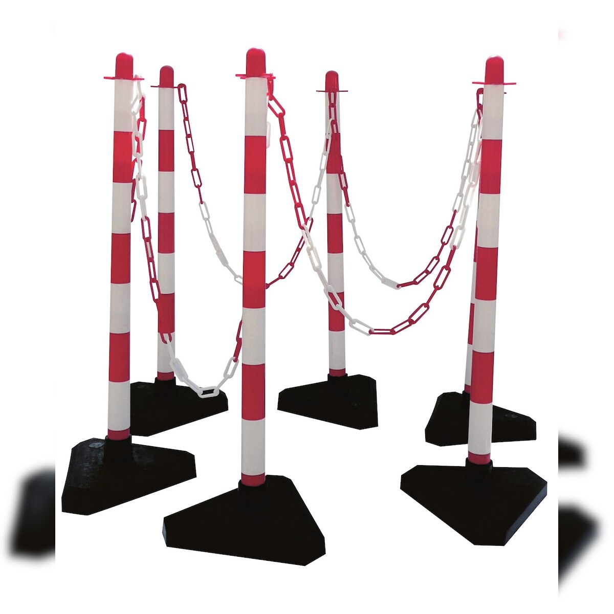 Kettenständerset (6 Ständer + Zubehör), aus Kunststoff, weiß-rot, Image