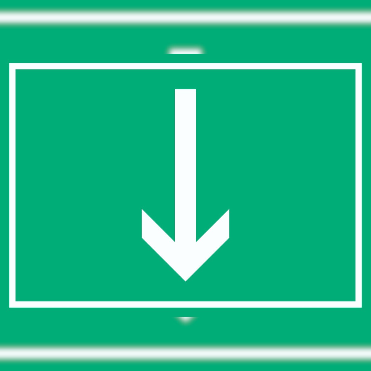 Richtungspfeil runter Schild waagerecht weiss grün Pfeil A1 Rückseite selbstklebend Image