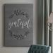 Gracie Oaks Grateful Wreath Premium Gallery Wrapped Canvas - Ready To Hang Metal in Gray | 48 H x 32 W x 1 D in | Wayfair