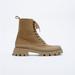 Zara Shoes | Lug Sole Laced Leather Ankle Boots | Color: Tan | Size: 6