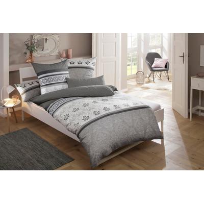 Bettwäsche HOME AFFAIRE "Cremona", grau (anthrazit, grau), B/L: 135cm x 200cm, , Linon, B/L: 80cm x 80cm, Linon, Obermaterial: 100% Baumwolle, Bettwäsche, romantische Bettwäsche in verschiedenen Qualitäten, ab Gr. 135x200 cm Image