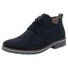 Schnürstiefelette RIEKER, Herren, Gr. 41, blau (dunkelblau), Veloursleder, kontrastfarbene Details, elegant, Schuhe, mit kariertem Innenfutter