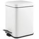 mDesign Square Household Rubbish Bin – 6 Litre Metal Waste Bin with Pedal, Lid and Plastic Bucket Insert – Pedal Waste Basket for Bathroom, Kitchen and Office – White