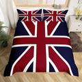 Loussiesd Union Jack Flag Duvet Cover British Flag Bedding Set for Kids Boys Girls Teens Room Red Whit Blue Comforter Cover Set Stripe Bedspread Cover 3Pcs Zipper Double Size