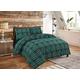 Rohi Luxury Thermal Tartan Check Super King Size Duvet Cover Set with Pillow Cases | 1x Super King Size Bed Duvet Cover 220 x 260cm | 2x Tartan Checked Pillows Case 50 x 75cm (Green)