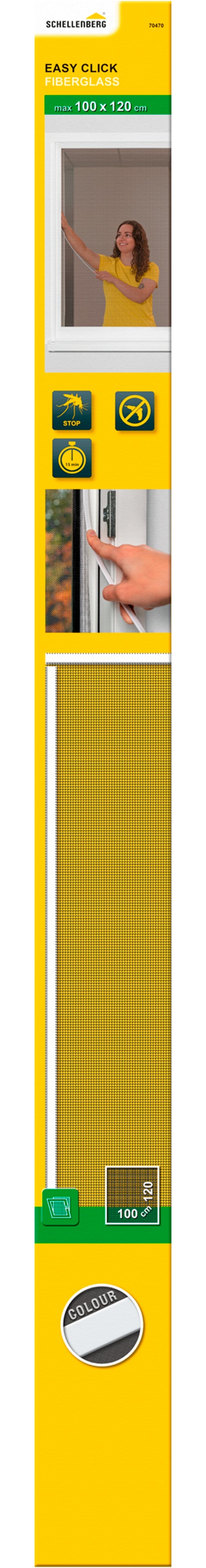 Insektenschutz-Fensterrahmen SCHELLENBERG "Easy Click mit Fiberglasgewebe ohne bohren", weiß (rahmen: weiß gewebe: grau), B:100cm H:120cm, Insektenschutzgitter, Fliegengitter zum Einklicken, 100 x 150 cm und 130 x 150 cm, weiß