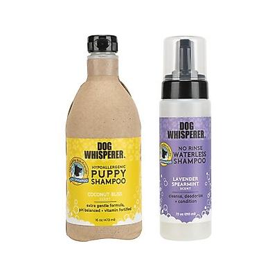 Dog Whisperer Hypoallergenic Puppy Shampoo + No Rinse Waterless Dog Shampoo, 16-fl oz bottle & 7.1-fl oz bottle