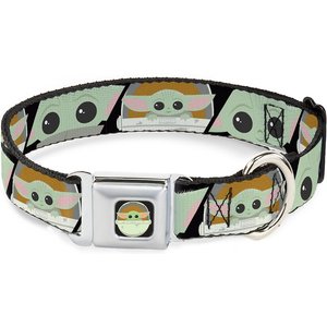 Star Wars Baby Yoda the Child Chibi Pod Face Blocks Polyester Dog Collar, Large Wide: 18 to 32-in neck, 1.5-in wide Buckle-Down