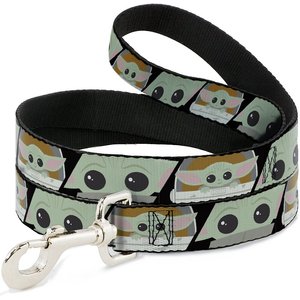 Star Wars Baby Yoda the Child Chibi Face Blocks Polyester Standard Dog Leash, Small: 4-ft long, 1-in wide Buckle-Down
