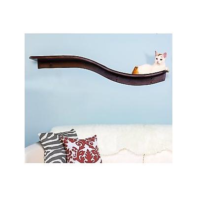The Refined Feline Lotus Branch Wall Mounted Cat Wall Shelf, Mahogany