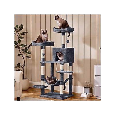 Yaheetech 59-in Plush Cat Tree & Condo, Dark Gray