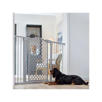 Frisco Metal Pattern Extra Wide Auto-close Dog Gate, 30-in, Gray