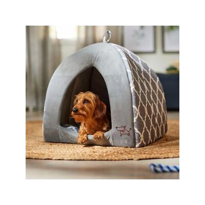 Best Pet Supplies Linen Tent Covered Cat & Dog Bed, Gray Lattice, X-Large