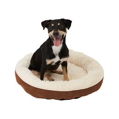 Frisco Faux Suede Donut Cuddler Dog Bed, Brown, Medium