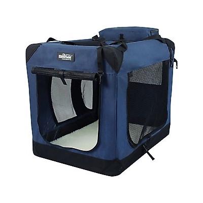 EliteField 3-Door Collapsible Soft-Sided Dog Crate, Blue, 30 inch
