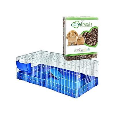 MidWest Guinea Habitat Deluxe Guinea Pig Cage + Carefresh Small Animal Bedding, Natural, 60-L