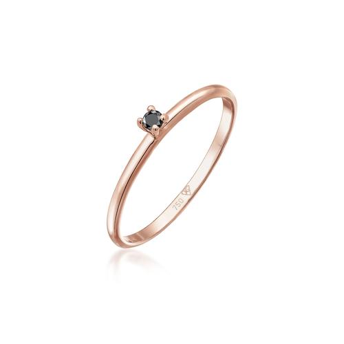 Elli DIAMONDS - Solitär Schwarzer Diamant (0.015 ct) 750 Roségold Ringe 1 ct Damen