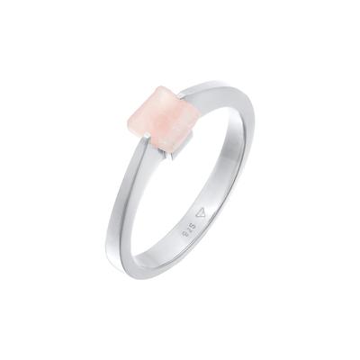 Elli PREMIUM - Elli PREMIUM Ring Solitär Rosa Quarz Edelstein Viereck 925 Silber Ringe 1 ct Damen Image