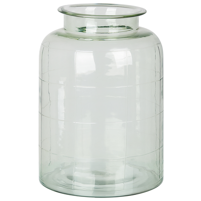 Blumenvase Grün Glas 35 cm Groß mit Breiter Öffnung Getönt Handgefertigt Zylinderform Deko Accessoires Wohnzimmer Schlaf