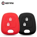 KEYYOU pour Peugeot 107 206 307 207 408 coque de protection de clé 2 boutons en caoutchouc de