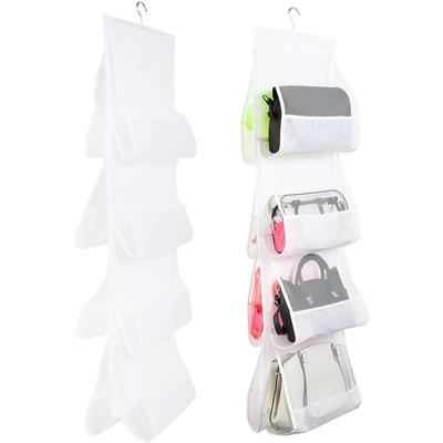 Okuna Outpost Hanging Purse Organizer for Closet Storage, White Mesh (48 x 13.8 in, 2 Pack)