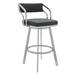 26 Inch Metal Barstool with Leatherette Channel Stitching, Gray - 22 L x 21 W x 36 H Inches