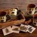 Loon Peak® Dania Ceramic Rustic Lodge Mug & Coaster Set of 8 Ceramic in Brown/Green/White | 4.3 H x 4.5 W in | Wayfair