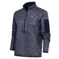 Women's Antigua Heather Navy New England Patriots Team Logo Fortune Half-Zip Pullover Jacket