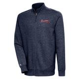 Men's Antigua Heather Navy Atlanta Braves Action Full-Zip Jacket