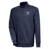 Men's Antigua Heather Navy BYU Cougars Action Full-Zip Jacket