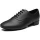 YKXLM Men's Black Leather Professional Latin Dance Shoes Ballroom Jazz Tango Waltz Performance Shoes,Model -AY-707B,5 UK