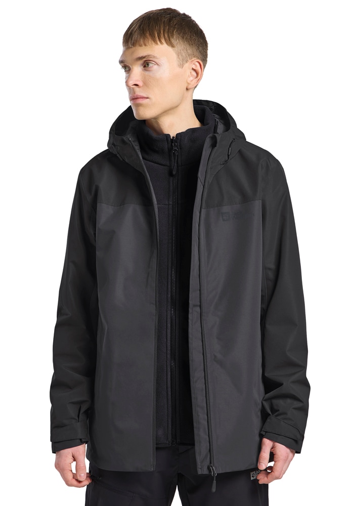 3-in-1-Funktionsjacke JACK WOLFSKIN "TAUBENBERG 3IN1 JKT M", Herren, Gr. M (50), grau (phantom), Oberstoff: 100% POLYESTER; Innenmaterial: 87% POLYESTER, 13% POLYESTER, Jacken