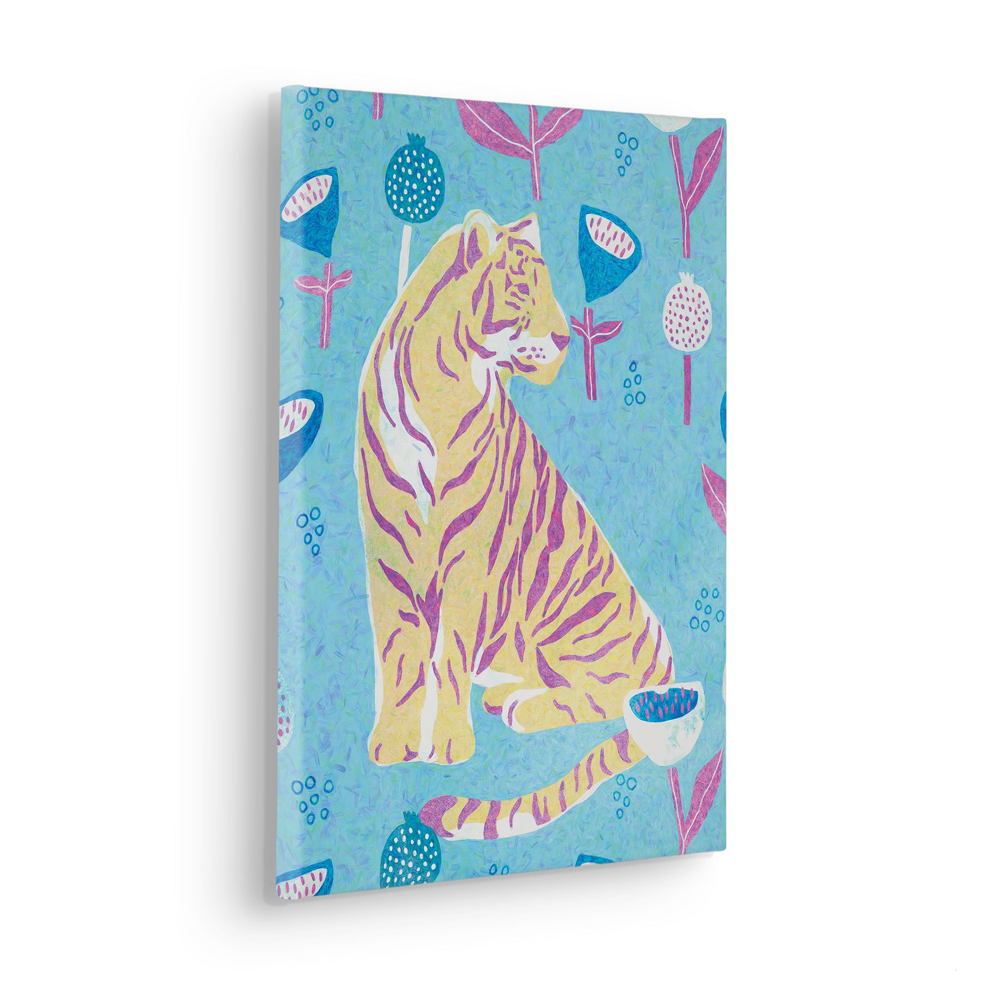 Leinwandbild KOMAR "Vegan Tiger - Größe 30 x 40 cm", bunt (farbe bild(er): bunt), B:30cm, Holz, Papier, Bilder, Keilrahmenbild mi Echtholzrahmen Image