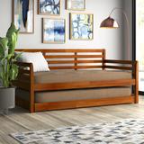 Lark Manor™ Alhamdi Boho Daybed & Pop-Up Bed w/ Linen Mattresses Upholstered/Polyester in Brown | 38 H x 43 W x 80 D in | Wayfair