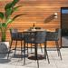 Oxford Garden Nette & Travira Square 4 - Person 38" Long Powder Coated Aluminum Patio Dining Set Wood in Black/Brown | 38 W x 38 D in | Wayfair