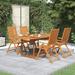 Red Barrel Studio® 5 Piece Patio Dining Set Solid Acacia Wood in Brown/White | 78.7 W x 39.4 D in | Wayfair 6F9170FFCA904F2688824FD8F3C4C2A0