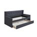 Red Barrel Studio® Zharick Twin Daybed w/ Trundle Upholstered/Polyester in Gray/Black | 43 H x 43 W x 82 D in | Wayfair