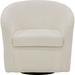 Barrel Chair - Wade Logan® Anrea 30.5" W Swivel Barrel Chair Polyester/Fabric in White/Brown | 30 H x 30.5 W x 27 D in | Wayfair