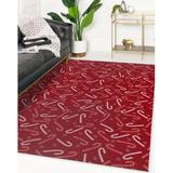 Red 120 x 96 x 0.08 in Area Rug - The Twillery Co.® Mukul candy cane kisses area rug by The Holiday Aisle® Polyester | Wayfair