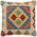 Rustic Page Turkish Hand-Woven Kilim Pillow - 18'' x 18''