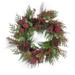 Kurt Adler 24-Inch Berries and Pinecone Ribbon Rattan Wreath - Green