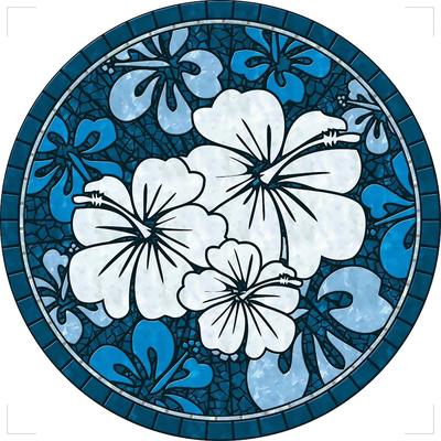 Blue Hawaiian Hibiscus Decorative Pool Mat - Pool Art