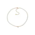 Anne Klein Gold Tone 16 Inch Pearl Collar With Gold Tube Necklace