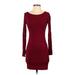 Forever 21 Casual Dress - Mini: Burgundy Solid Dresses - Women's Size Small