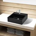 Vasque rectangulaire Lavabo à poser Lavabo salle de bain à trou Noir en céramique pour salle de bain