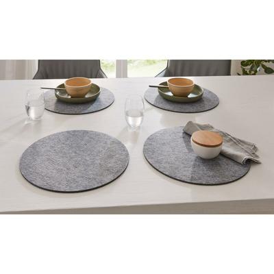 4er Set Platzmatte aus Filz, grau, rund, ø 35 cm, Tischset, Platzset