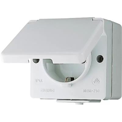 Schuko® Steckdose, 16 a 250 v , mit Hohlboden zur Durchverdrahtung, IP 44, WG 600 620WX - Jung