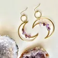 Boucles d'oreilles phase de lune pour femme croissant de lune espace véritable Alanding Yst