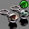 Porte-clés cheval phosphorescent boule de verre cadeaux pour les amoureux des chevaux